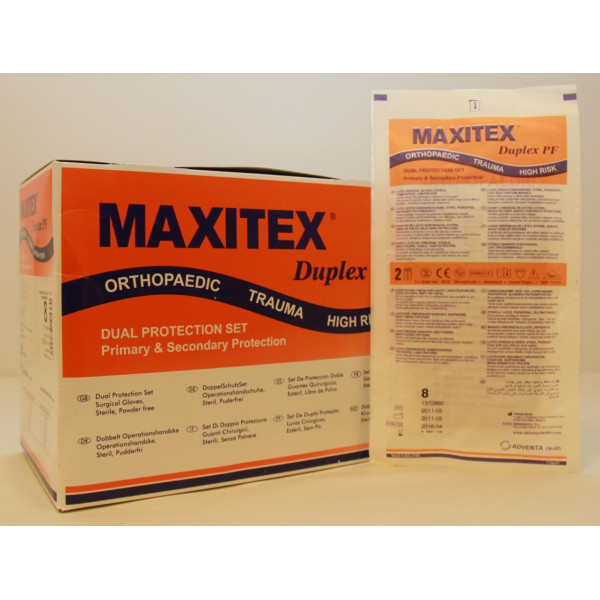 Cimdi sterili dubulti, bez pūdera, Maxitex Duplex